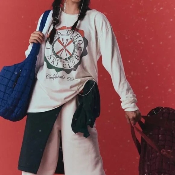 Free People x Retrobrand Lake Tahoe Ski Club Tee in White - Picture 2 of 5